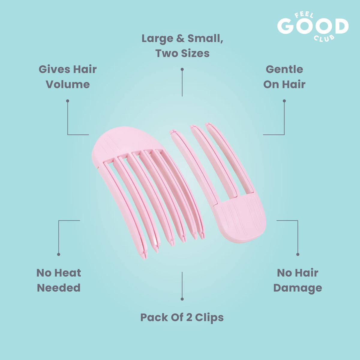 Feel Good Club Root Lifter Hair Volumizing Clips For Heatless Bounce To Flat Hair - Set Of 2 Pcs