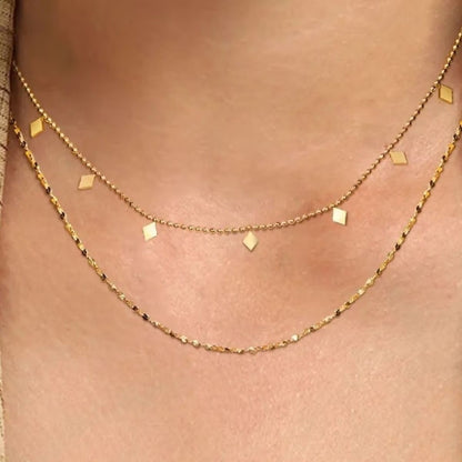 18kt Gold Plated Double Layered Beaded Diamond Necklace, Mia