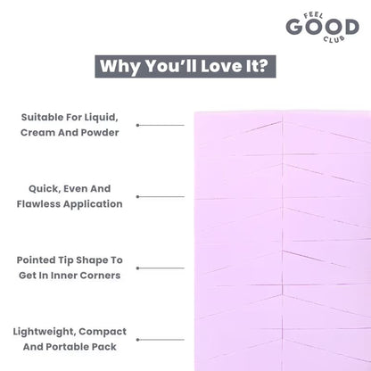 Feel Good Club Makeup Wedges Triangle Shaped Mini Beauty Sponge Blender Powder Puffs - Pack Of 24