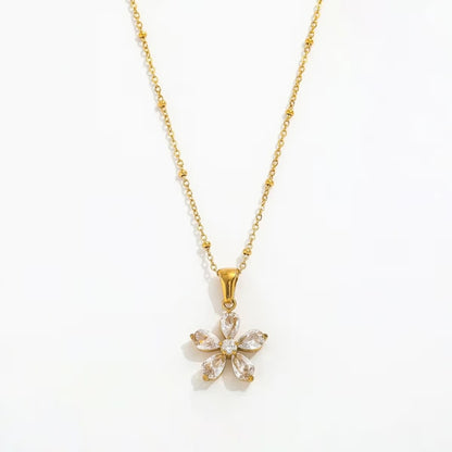 18kt Gold Plated Rolo Chain Dainty Daisy Flower Pendant Necklace, Lorelai