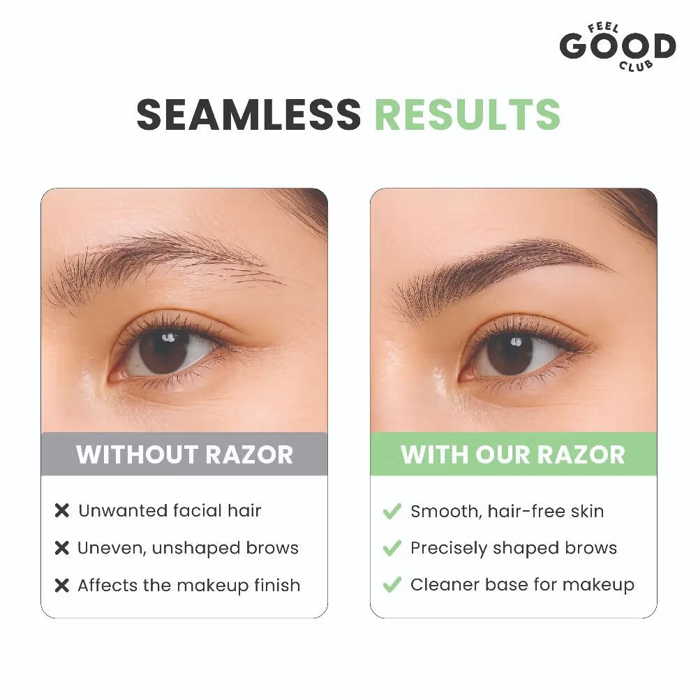 Feel Good Club Face & Eyebrow Razor - Pack Of 3 Reusable Razors For Instant & Painless Hair Removal