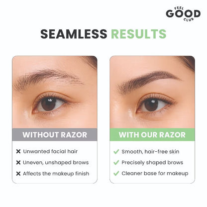 Feel Good Club Face & Eyebrow Razor - Pack Of 3 Reusable Razors For Instant & Painless Hair Removal