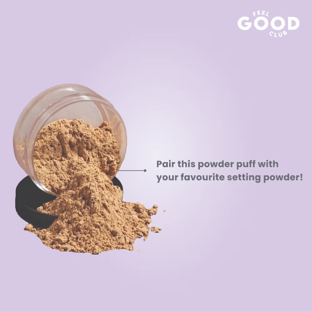 Feel Good Club Plush Powder Puff Large Round Makeup Blender For Loose & Pressed Setting Powder