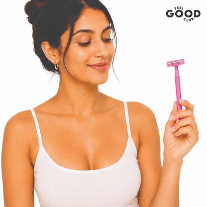 Feel Good Club Twin Blade Razors - Pack Of 5 Units For Quick & Painless Body Shaving & Hair Removal