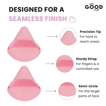 Feel Good Club Mini Pizza Puffs - Pack Of 2 Finger-sized Triangle Powder Applicator Blender Sponges