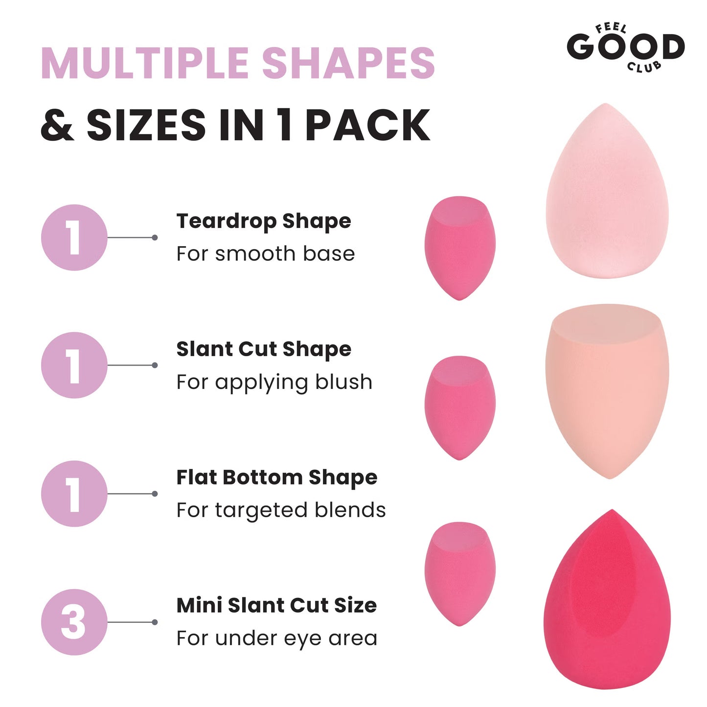 Feel Good Club Blender Buffet - Set Of 15 Makeup Blender Sponges & Pizza Powder Puffs In A Jar