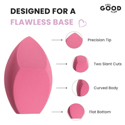 Feel Good Club Double Cut Makeup Sponge Puff For Blending Foundation Concealer Blush Face Contour