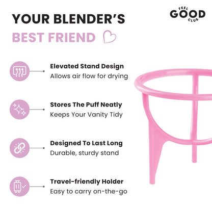 Feel Good Club Sponge & Seat - Makeup Blender With A Stand For Face Foundation Powder Beauty Puff
