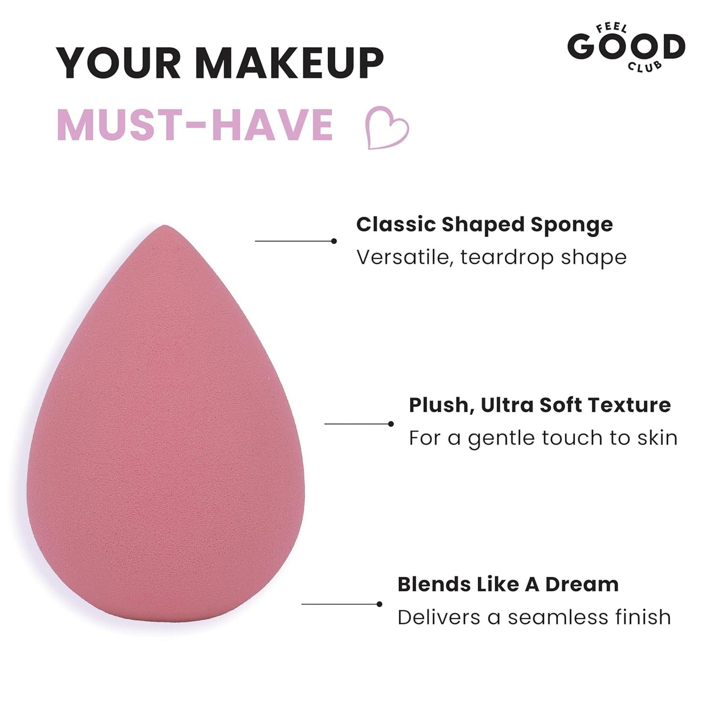 Feel Good Club Classic Makeup Blender Super Soft Beauty Sponge Puff (Colour & Shape May Vary)