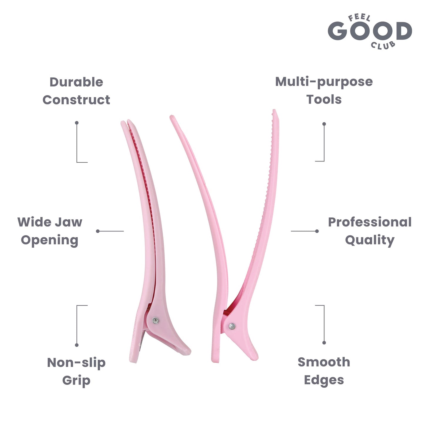Feel Good Club Hair Section Clips - Set Of 2 Pcs To Use During Everyday Skincare Makeup & Styling