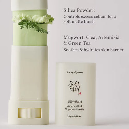 Beauty of Joseon Matte Sun Stick Mugwort + Camelia (Pack Size:18g) | Beauty of Joseon at Broadway