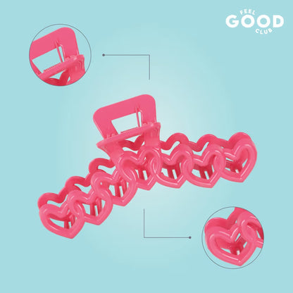 Feel Good Club Sweetheart Hair Clutcher - Pink Claw Clip Accessory For Strong Hold Hair Styling