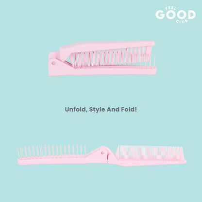 Feel Good Club Pocket Pal - Foldable Mini Hair Comb For Detangling Frizz-Control & Styling On The Go