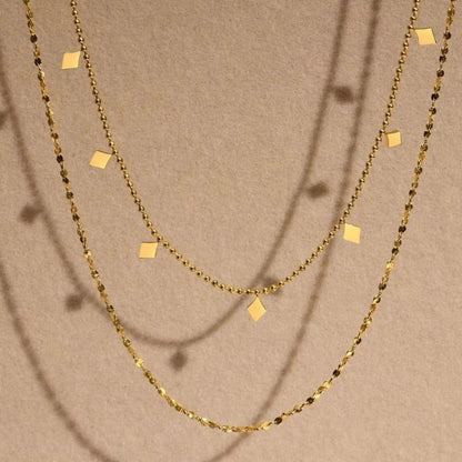 18kt Gold Plated Double Layered Beaded Diamond Necklace, Mia