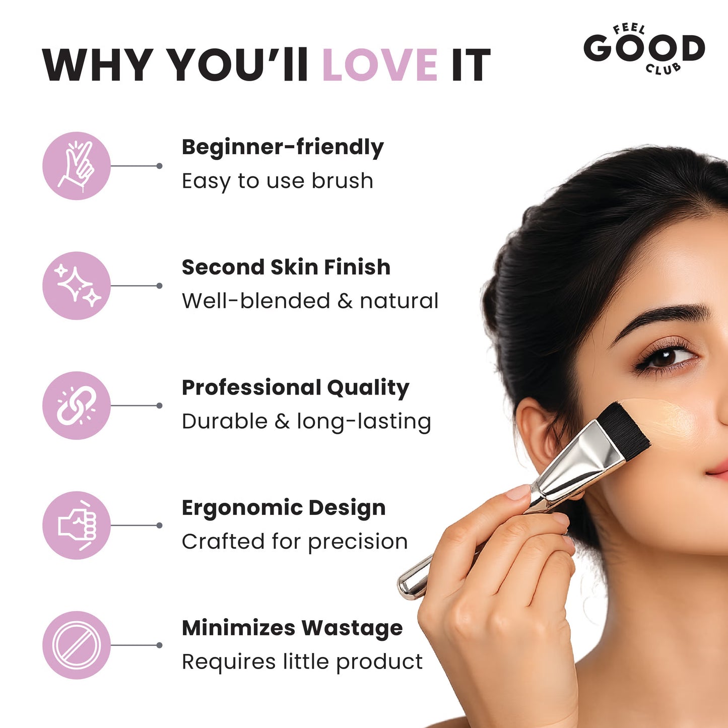 Feel Good Club Spatula Brush For Ultra Thin Layer Of Foundation Face Makeup Applicator & Blender