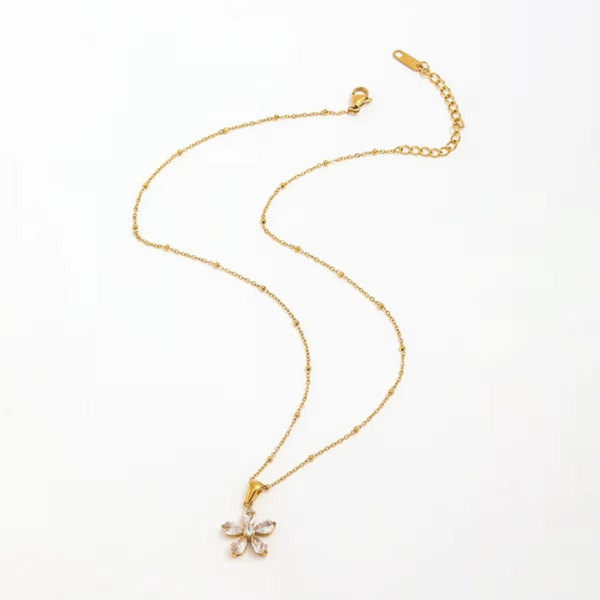 18kt Gold Plated Rolo Chain Dainty Daisy Flower Pendant Necklace, Lorelai