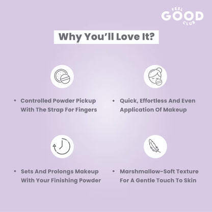 Feel Good Club Plush Powder Puff Large Round Makeup Blender For Loose & Pressed Setting Powder