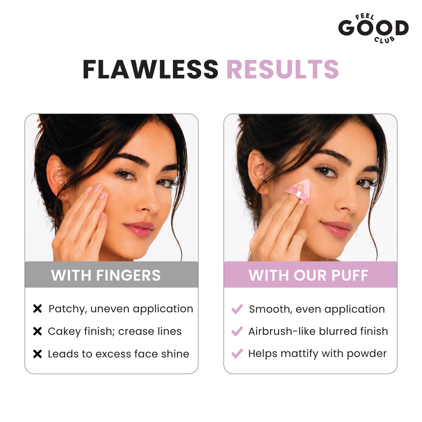 Feel Good Club Mini Pizza Puffs - Pack Of 2 Finger-sized Triangle Powder Applicator Blender Sponges
