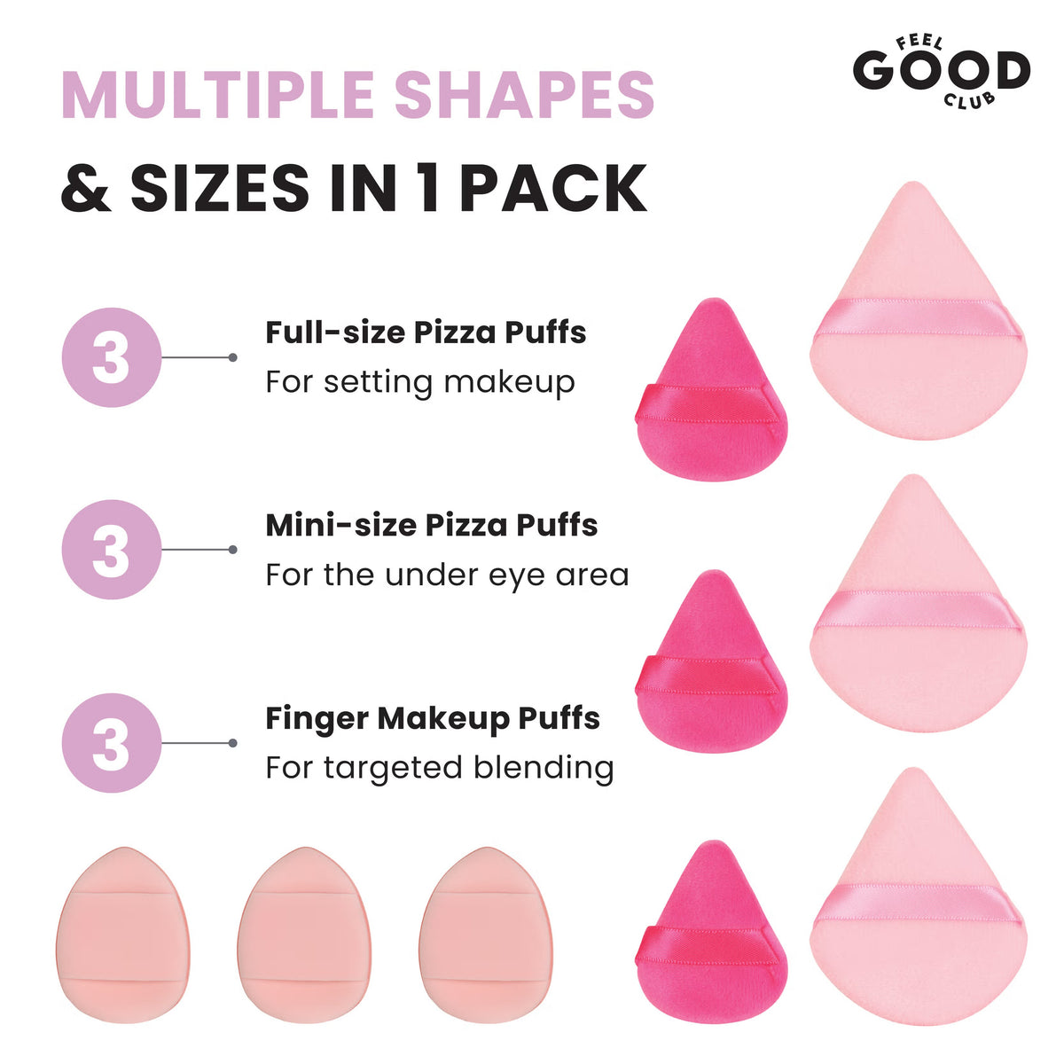 Feel Good Club Blender Buffet - Set Of 15 Makeup Blender Sponges & Pizza Powder Puffs In A Jar
