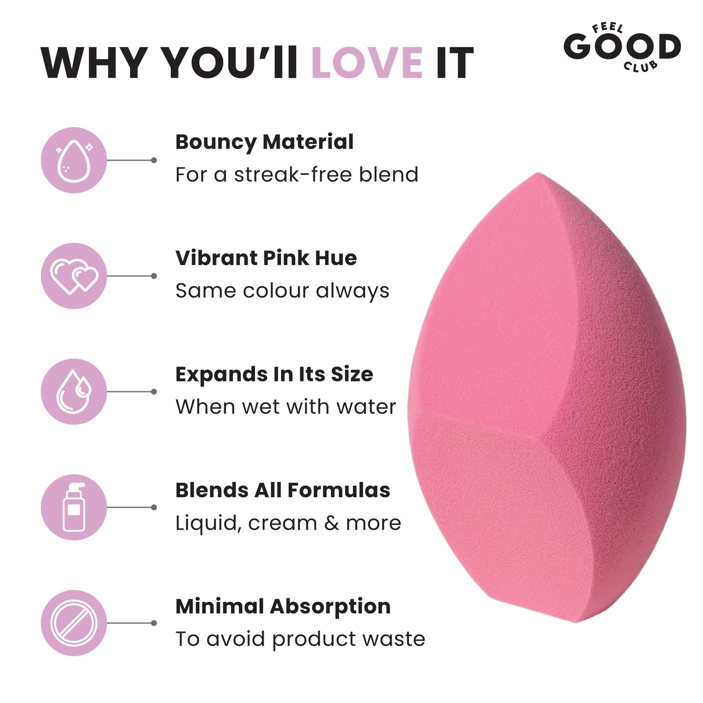 Feel Good Club Double Cut Makeup Sponge Puff For Blending Foundation Concealer Blush Face Contour
