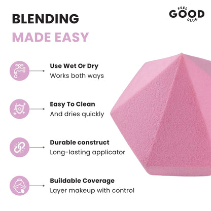 Feel Good Club Diamond Makeup Blender Beauty Sponge Puff For Foundation Concealer Contour & Powder