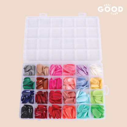 Feel Good Club False Nails - Box Of 576 Pcs Press On/ Fake Nails In 24 Colours (Glue Not Included)