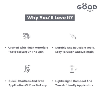 Feel Good Club 6 Pc Makeup Applicators in Mixed Colours- Beauty Sponge Blenders & Pizza Powder Puffs