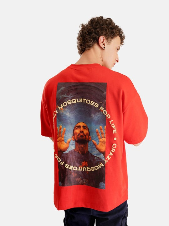 Surfer print drop shoulder crew neck oversized t-shirt. | Crazy Mosquitoes at Broadway