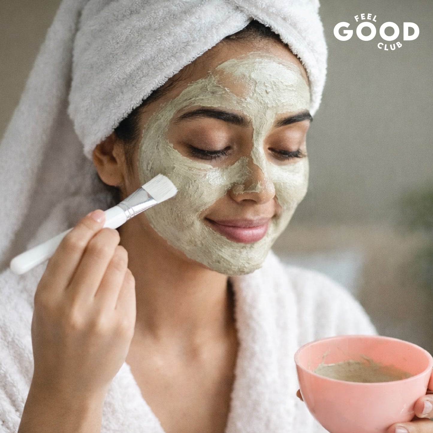Feel Good Club Skincare Mixing Set - 1 Bowl 3 Mini Spoons 1 Spatula & 1 Brush For Face Packs & Masks
