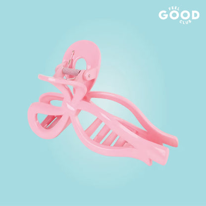 Feel Good Club Bowtiful Hair Clutcher - Pastel Pink Claw Clip Accessory For Strong Hold Hair Styling
