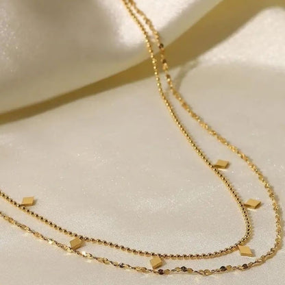18kt Gold Plated Double Layered Beaded Diamond Necklace, Mia