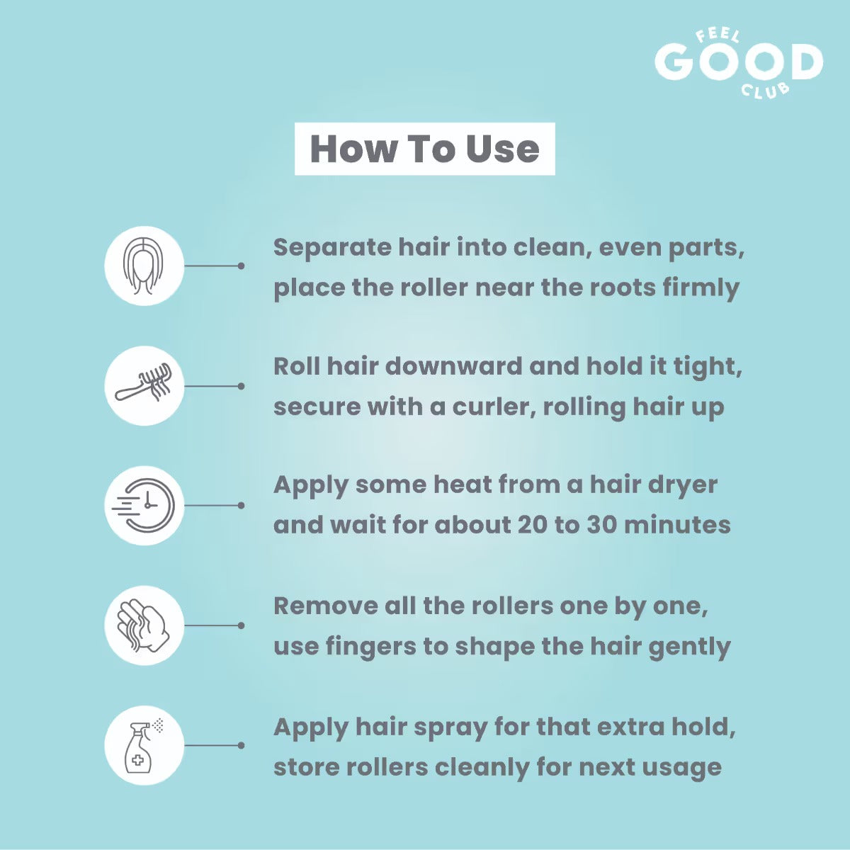 Feel Good Club Large Sized Hair Roller Curlers