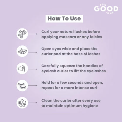Feel Good Club Eyelash Curler Pre Mascara Eye Makeup Tool For Lifted Natural Lashes And Falsies