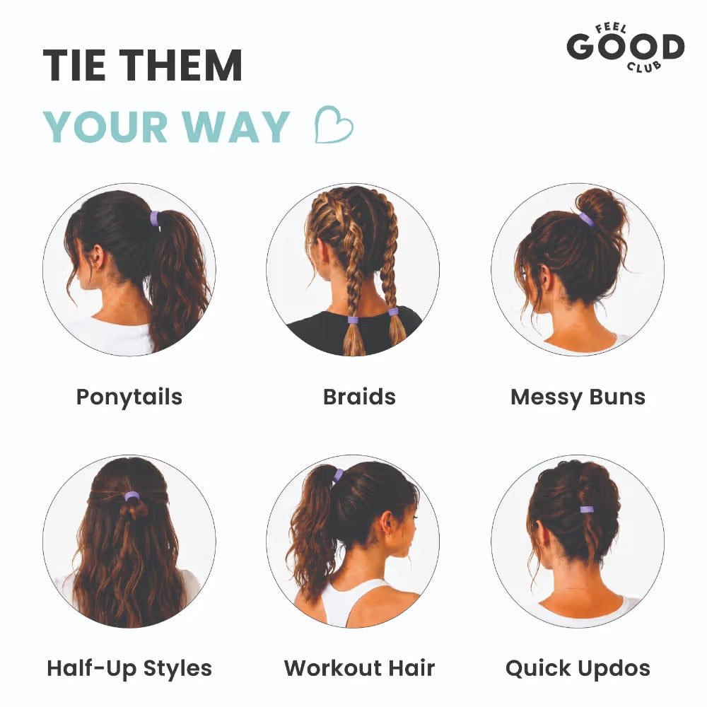 Feel Good Club Candy Pop Hair Ties - Set Of 24 Hair Bands In 6 Colours In A Travel-Friendly Jar