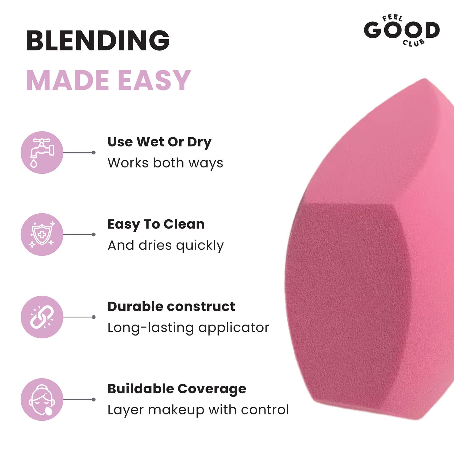Feel Good Club Double Cut Makeup Sponge Puff For Blending Foundation Concealer Blush Face Contour