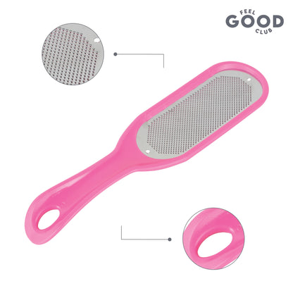 Feel Good Club Stainless Steel Foot File Scrubber Pink Brush