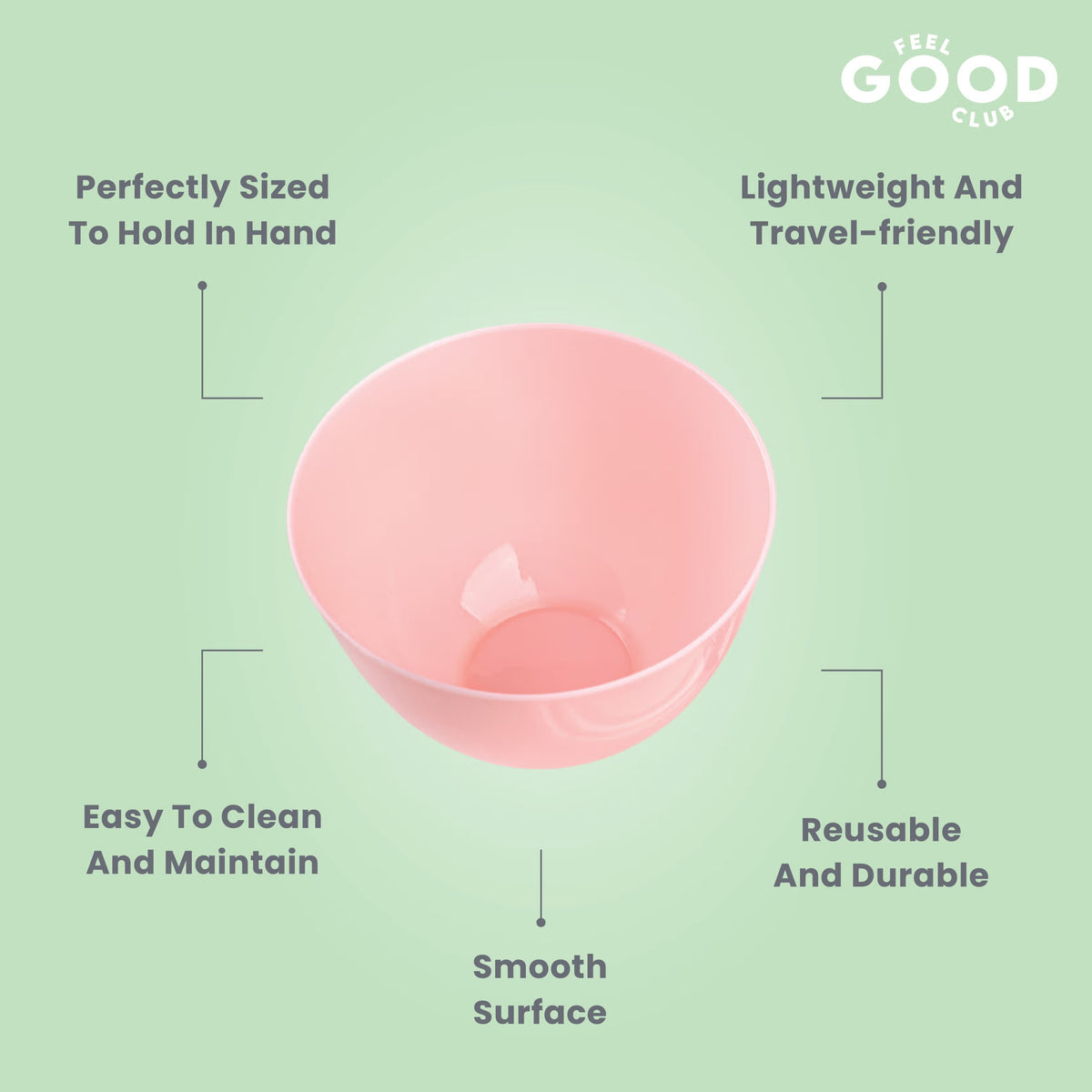 Feel Good Club Skincare Mixing Set - 1 Bowl 3 Mini Spoons 1 Spatula & 1 Brush For Face Packs & Masks