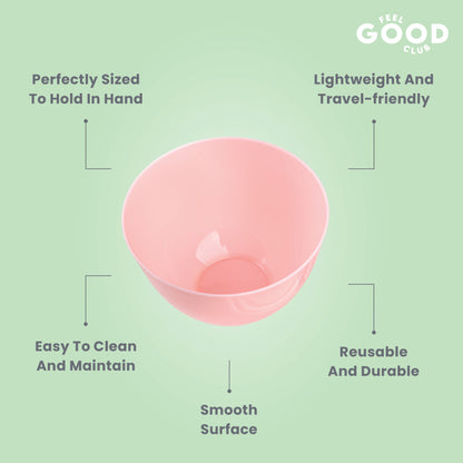 Feel Good Club Skincare Mixing Set - 1 Bowl 3 Mini Spoons 1 Spatula & 1 Brush For Face Packs & Masks