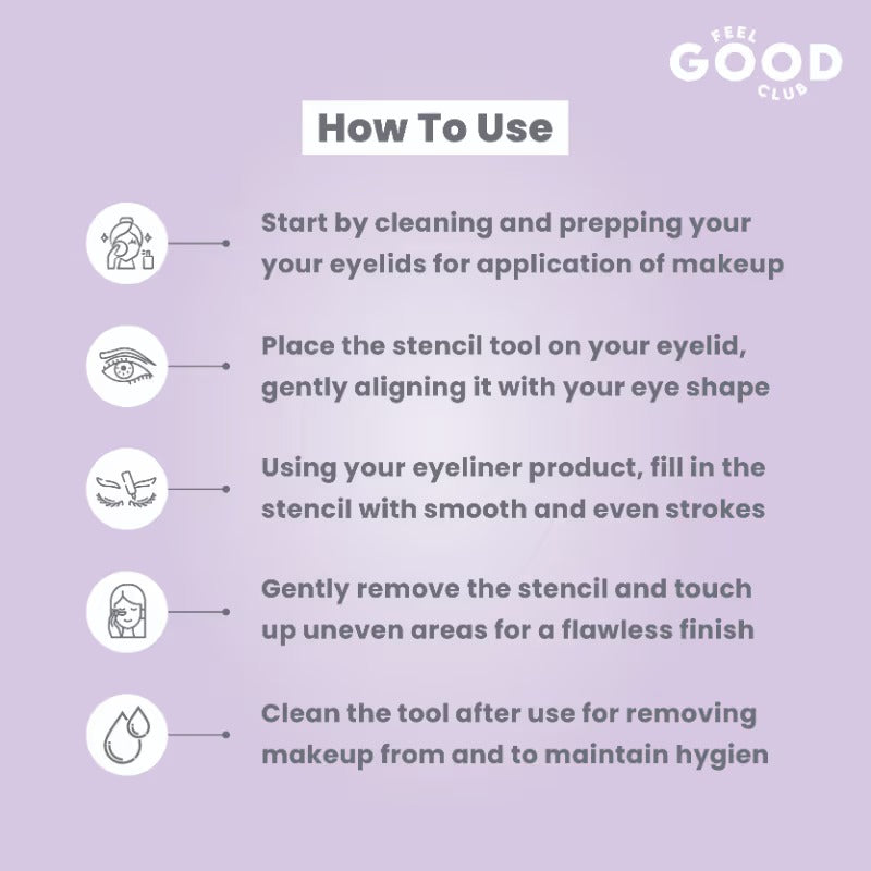 Feel Good Club Eyeliner Stencil - Makeup Applicator Guide For Winged Liner Kajal Mascara & Lip Liner