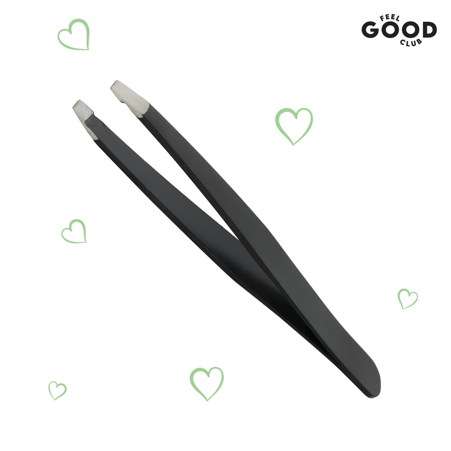 Feel Good Club Slant Tip Tweezer - Premium Plucker Tool For Eyebrows And Unwanted Facial Hair