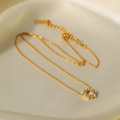 18kt Gold Plated Minimalistic Cubic Zirconia Sun Necklace, Diana