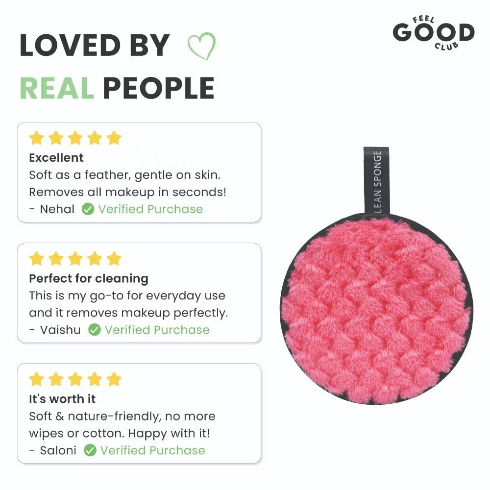 Feel Good Club Makeup Remover Pad - Reusable Soft & Gentle Puff For Face Skin Cleansing (1 Pc)