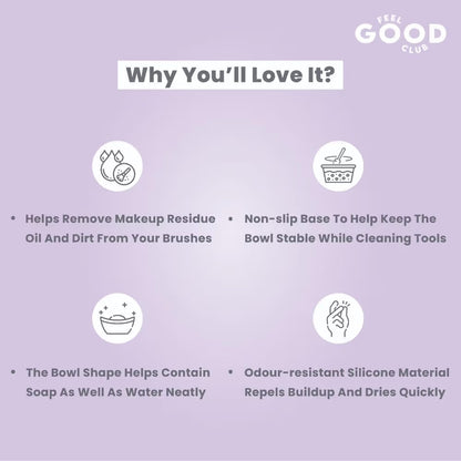 Feel Good Club Swirl & Scrub Mini Foldable Makeup Brush Cleaner Silicone Bowl With Textured Surface