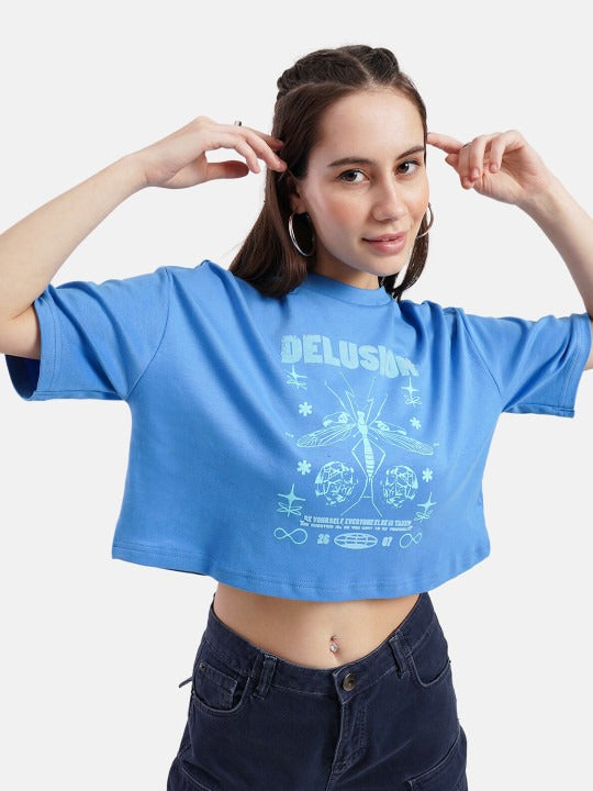 Delusion Front Full Print drop shoulder oversized T shirt | Crazy Mosquitoes at Broadway