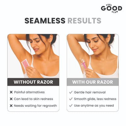 Feel Good Club Twin Blade Razors - Pack Of 5 Units For Quick & Painless Body Shaving & Hair Removal
