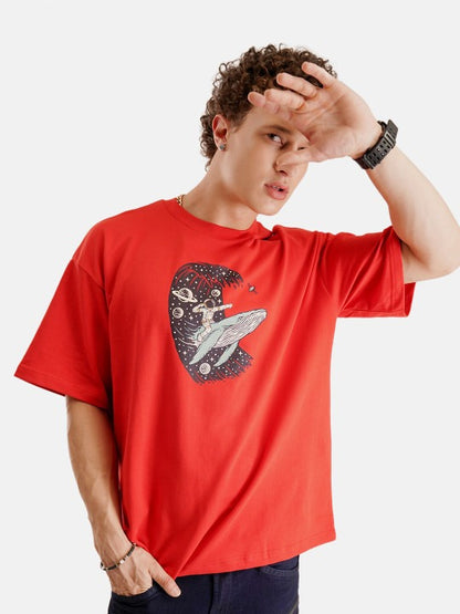 Surfer print drop shoulder crew neck oversized t-shirt. | Crazy Mosquitoes at Broadway