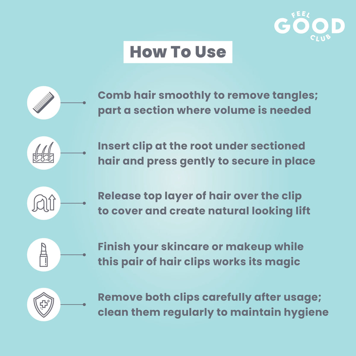 Feel Good Club Hair Volumizing Clips For Heatless Root Lift & Bounce To Flat Hair - Set Of 2 Pcs