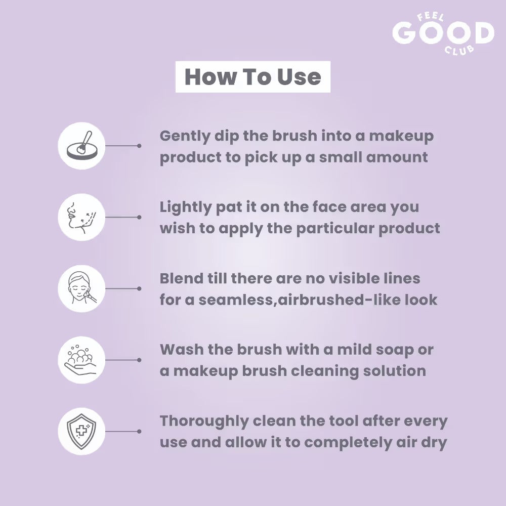 Feel Good Club Powder Brush For Blending Loose Pressed Baked Setting & Finishing Face Makeup Powder