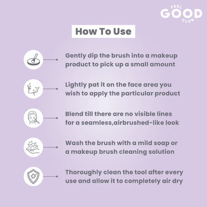 Feel Good Club Buffer Brush For Applying & Blending Foundation Concealer Powder Face & Body Makeup