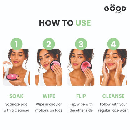 Feel Good Club Makeup Remover Pad - Reusable Soft & Gentle Puff For Face Skin Cleansing (1 Pc)